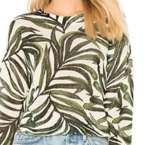 Show Me Your MuMu Crop Varsity Sweater Peruvian Palm Green Cream Size SMALL - Picture 3 of 11
